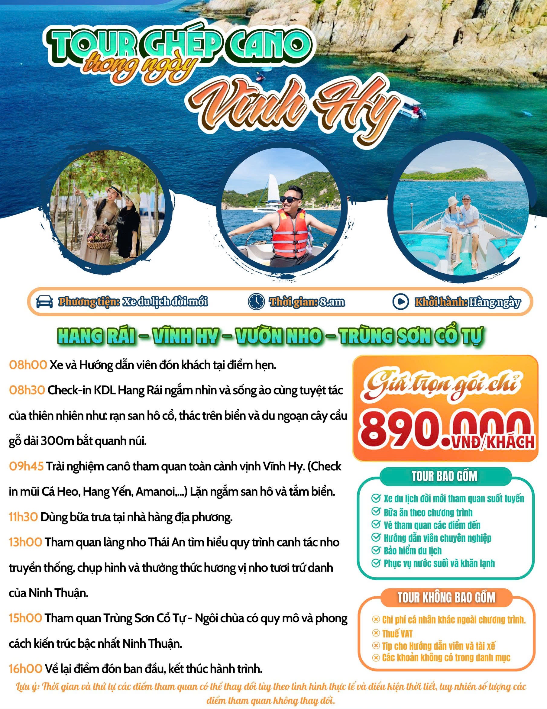 tour ghép cano Vĩnh Hy 1 ngày tour ghép cano Vĩnh Hy 1 ngày