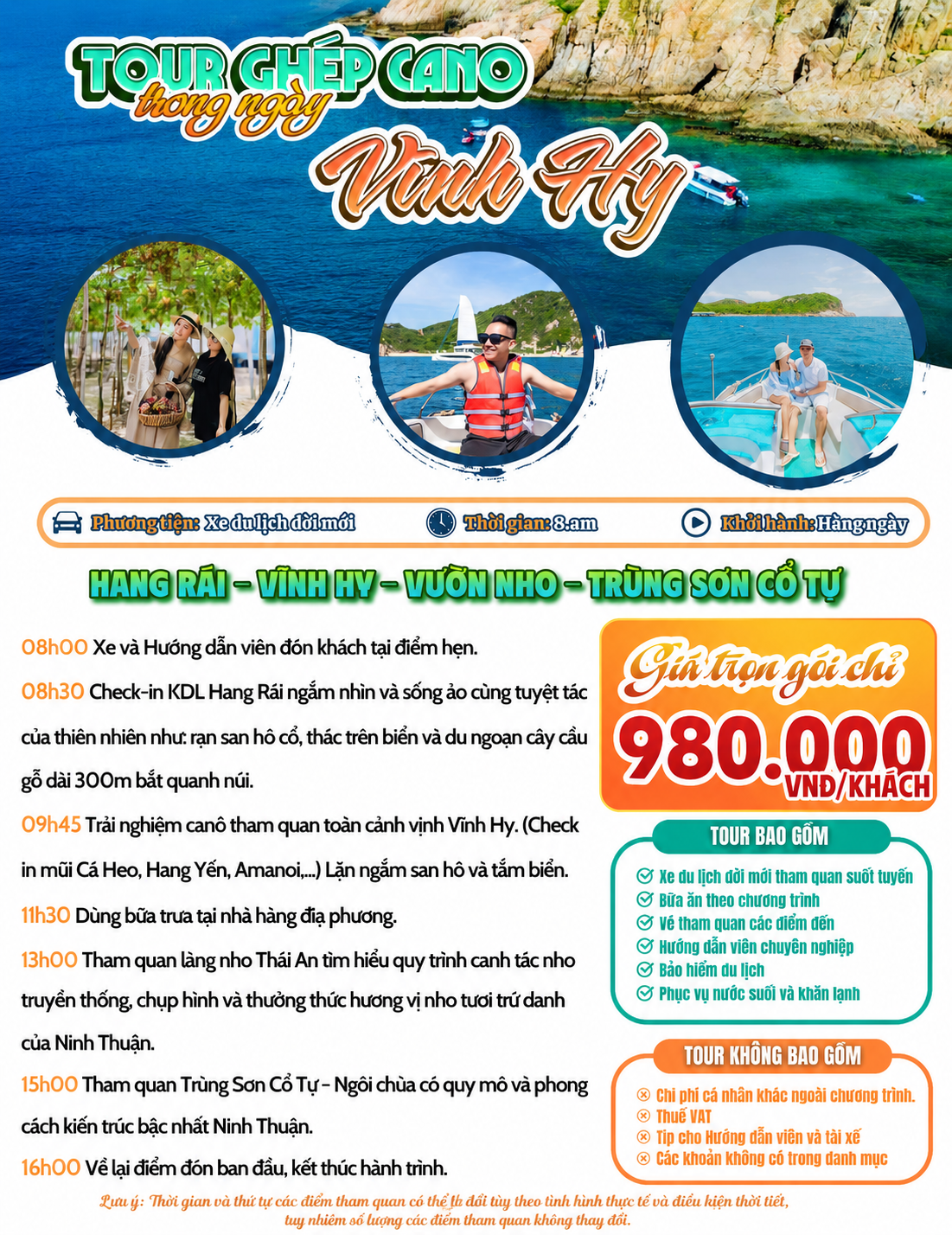 thông tin tour Vĩnh Hy 1 ngày