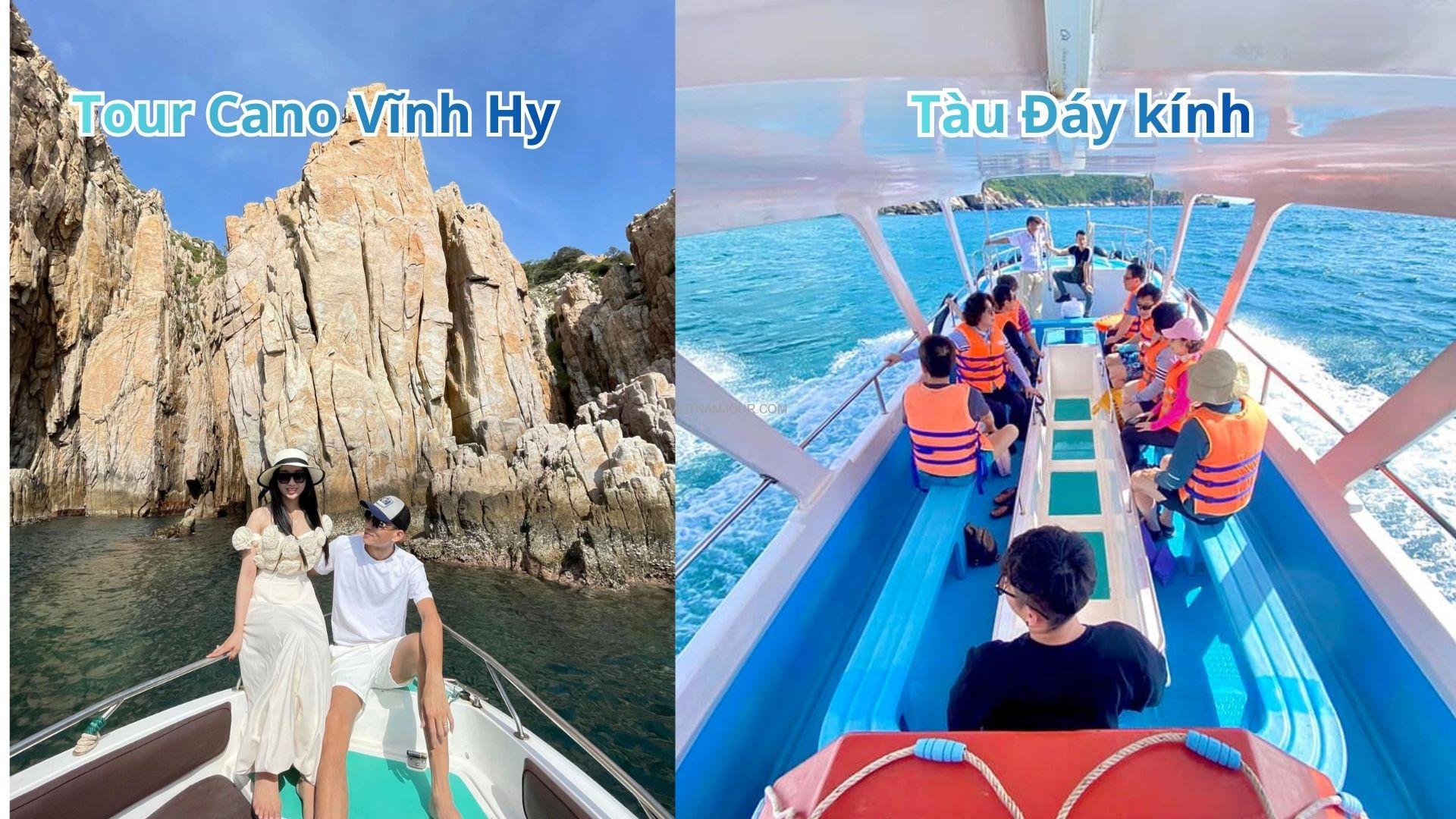 nên chọn tàu đáy kính truyền thống hay tour cano Vĩnh Hy